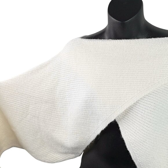 House of Harlow 1960 Cross Front Wrap Shrug Cable Knit Sweater Women’s OS Ivory - Picture 6 of 12